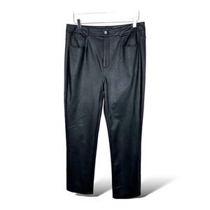 Paige Black Straight Leg Faux Leather High‎ Waist Pants Sz 31